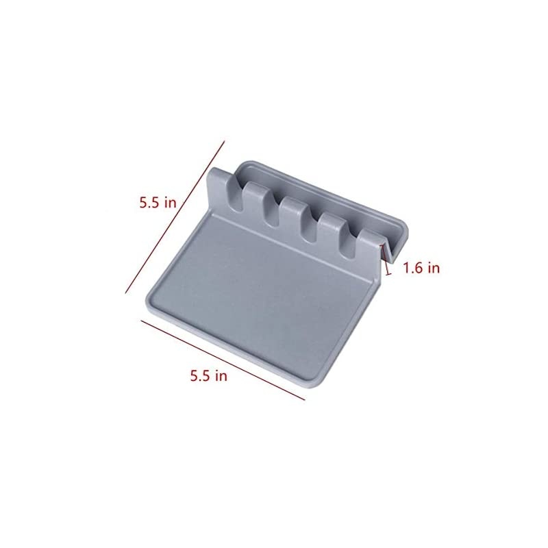 Kitchen Utensil Rest, , Heat Resistant Ladle Fork Mat Giant Spoon Rest Ladle Spoon holder (Gray)
