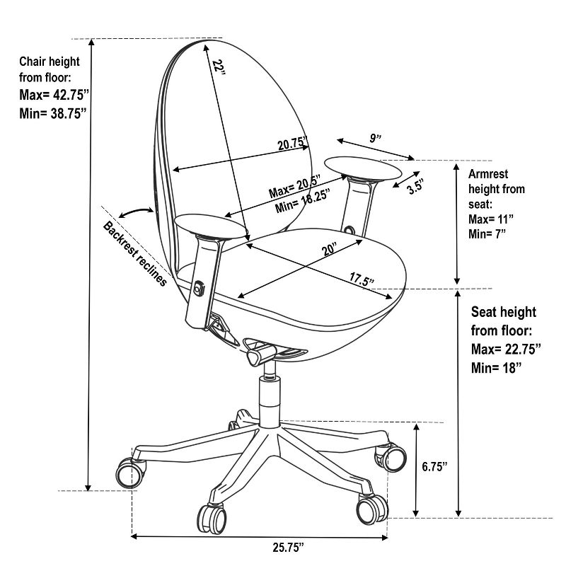 Deco Lux Executive Office Chair Black - Techni Mobili