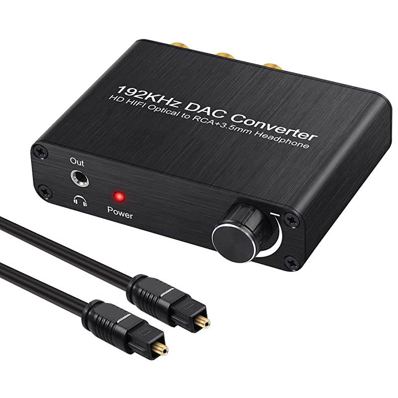 192kHz Digital to Analog Audio Converter Support Dolby DTSAC3 51CH Digital SPDIF Coaxial Toslink to Analog Stereo RCA LR + 35mm Jack Audio Converter