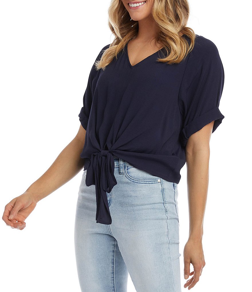 Karen Kane Tie-Front V-Neck Top