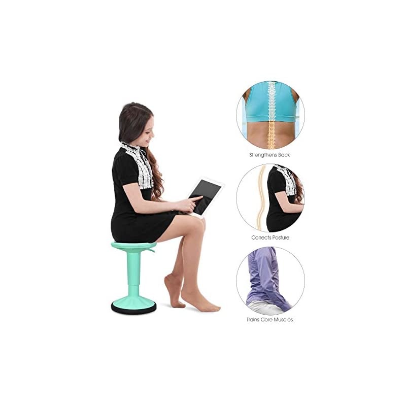 Wobble Chair Adjustable-Height 23 Inch Active Learning Stool Sitting Balance Chair for Office Stand Up Desk (Green)