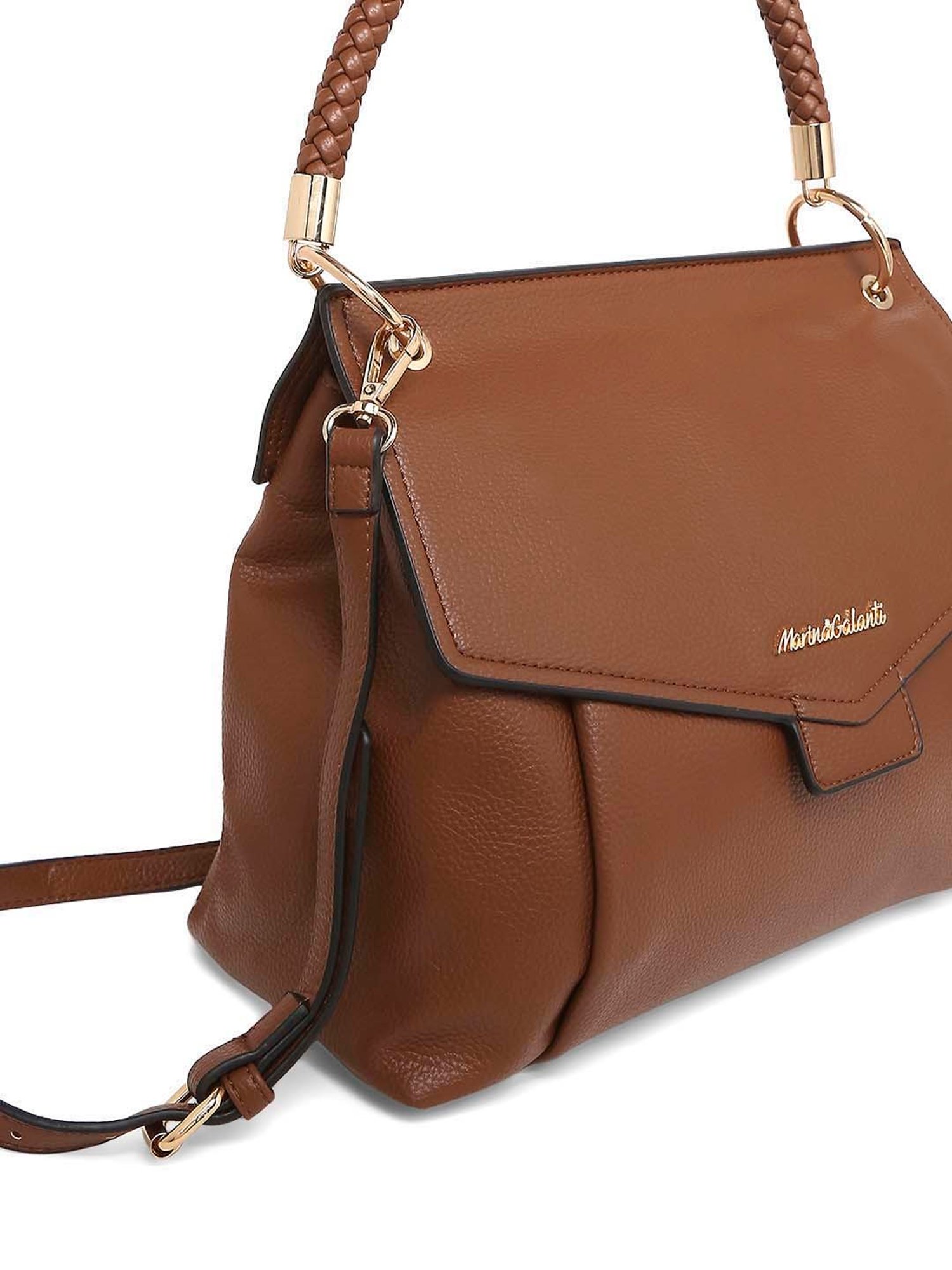 Marina Galanti Brown Solid Medium Satchel Handbag