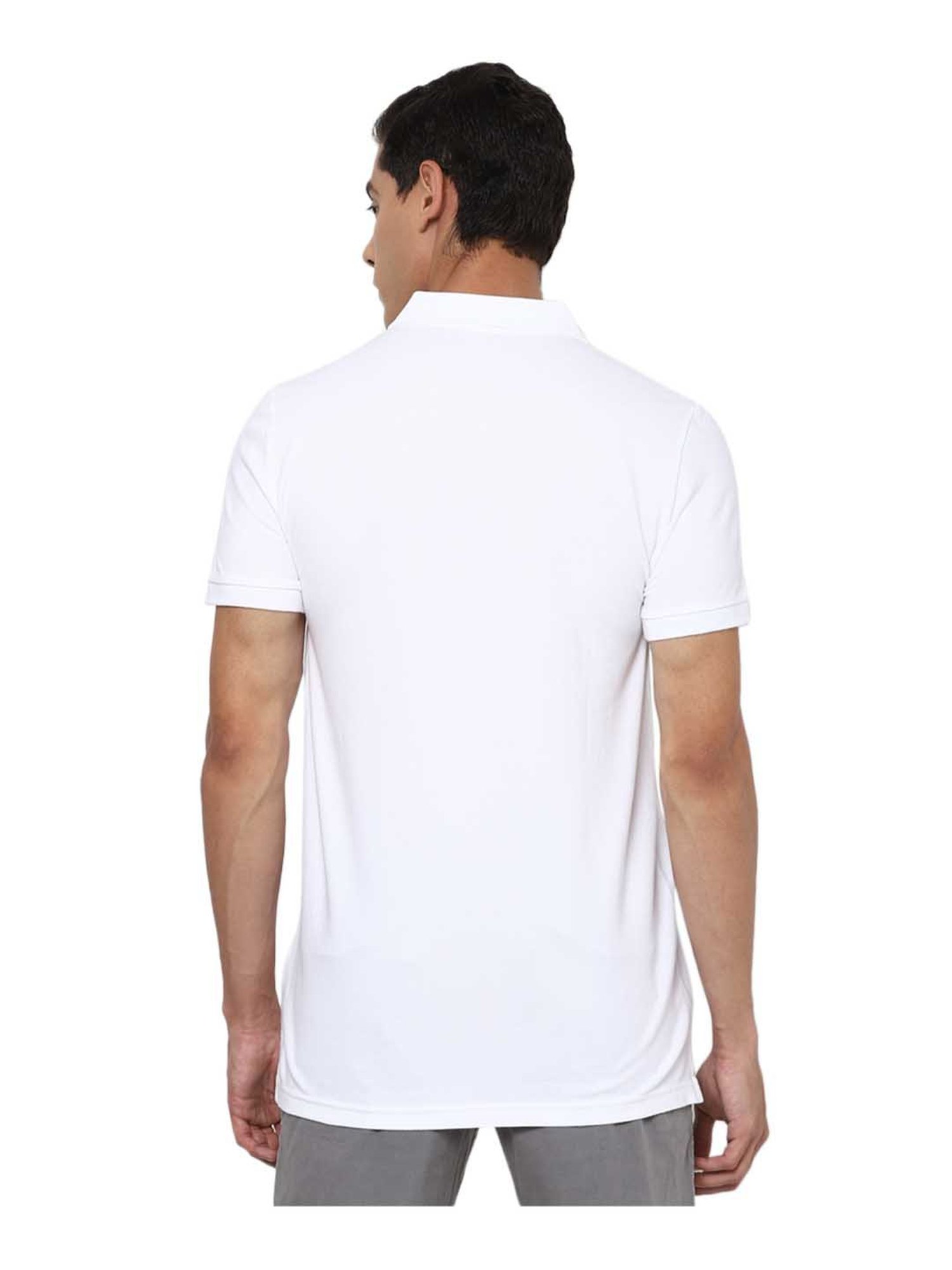 American Eagle White Solid Polo T-Shirt