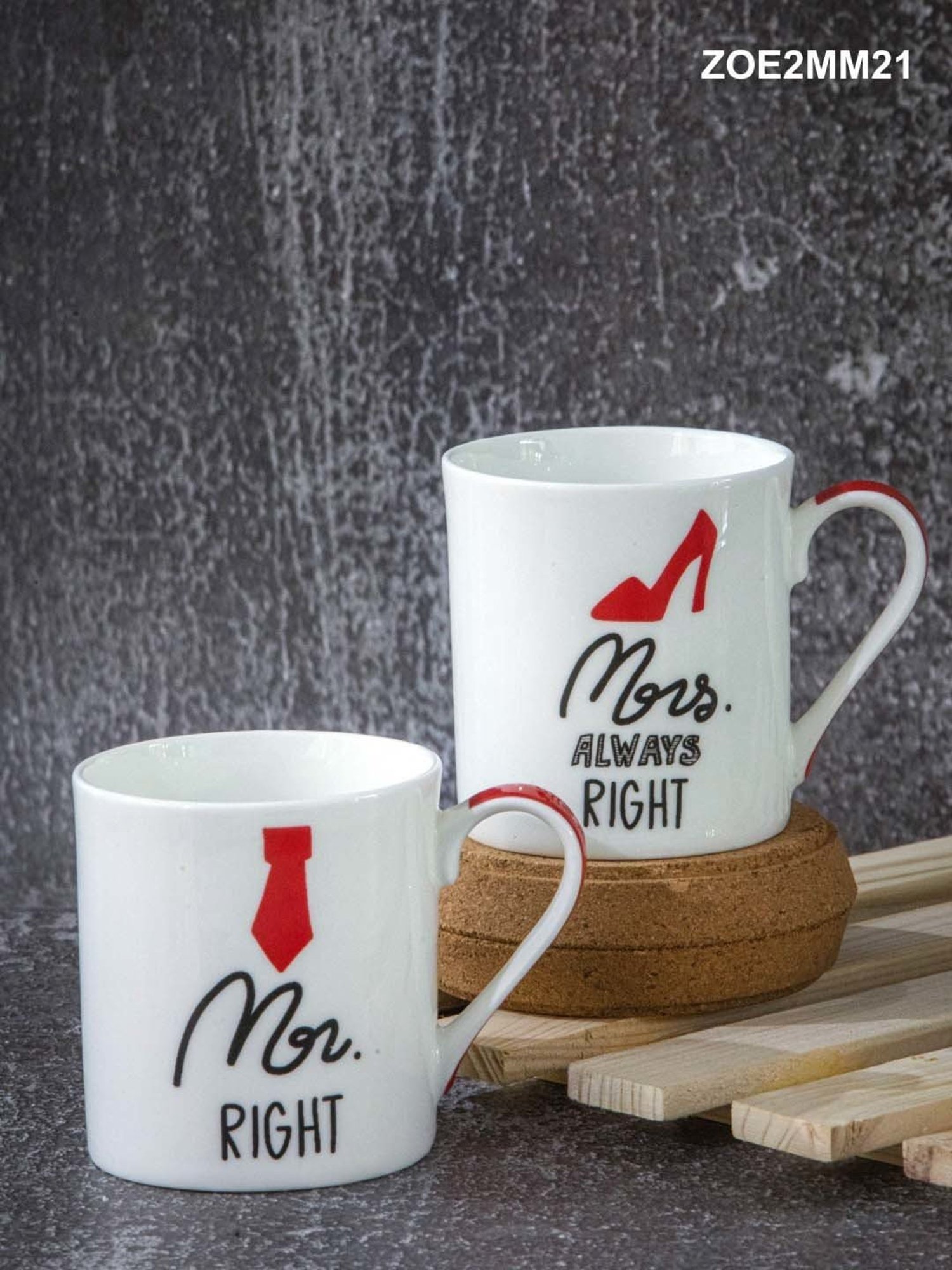 Goodhomes Multicolor Bone China Coffee Mug - Set of 2 (270ml)