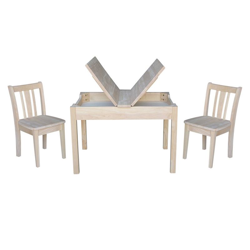 Kids' Storage Table with 2 San Remo Juvenile Chairs Unfinished - International Concepts