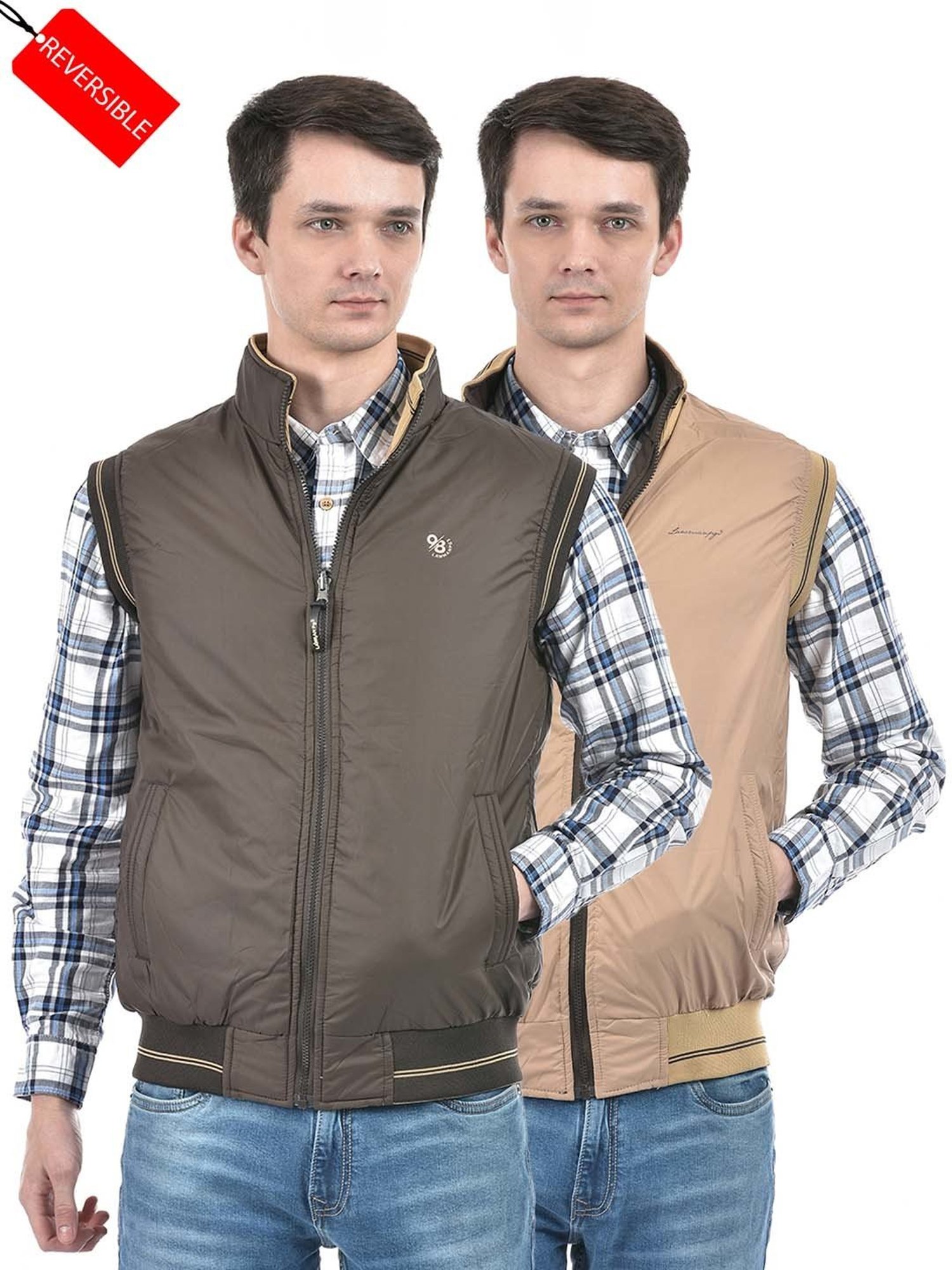 Lawman Pg3 Brown & Beige Regular Fit Reversible Jacket