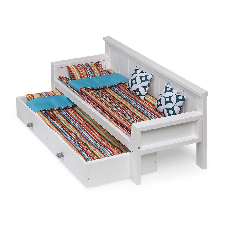 Sofa/Daybed with Trundle for 18" Dolls - White/Multi
