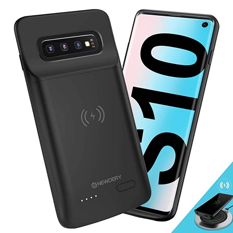Upgraded Samsung Galaxy S10 Battery Case Qi Wireless Charging Compatible, 4700mAh Slim Rechargeable Extended External Charger Case Compatible Samsung Galaxy S10 (2019)-(6.1 Inches Black)
