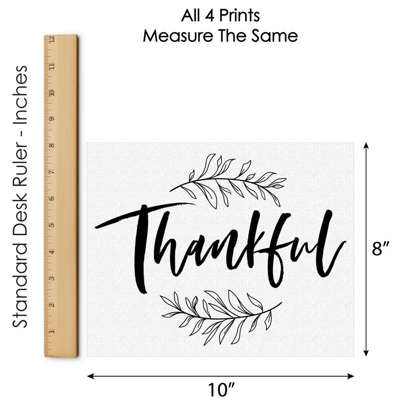 Big Dot of Happiness Thankful Gather Grateful Blessed - Unframed Fall Decor Linen Paper Wall Art - Set of 4 - Artisms - 8 x 10 inches