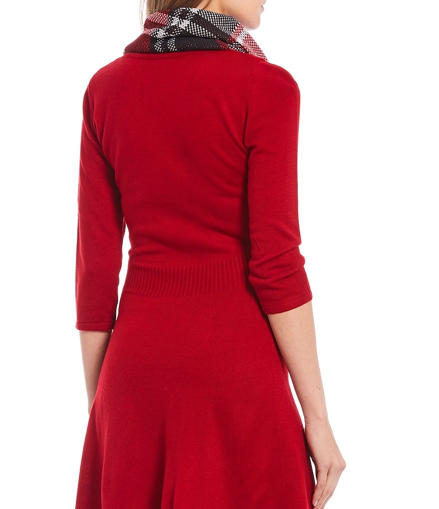 I.N. San Francisco 3/4 Sleeve Scarf Sweater Dress