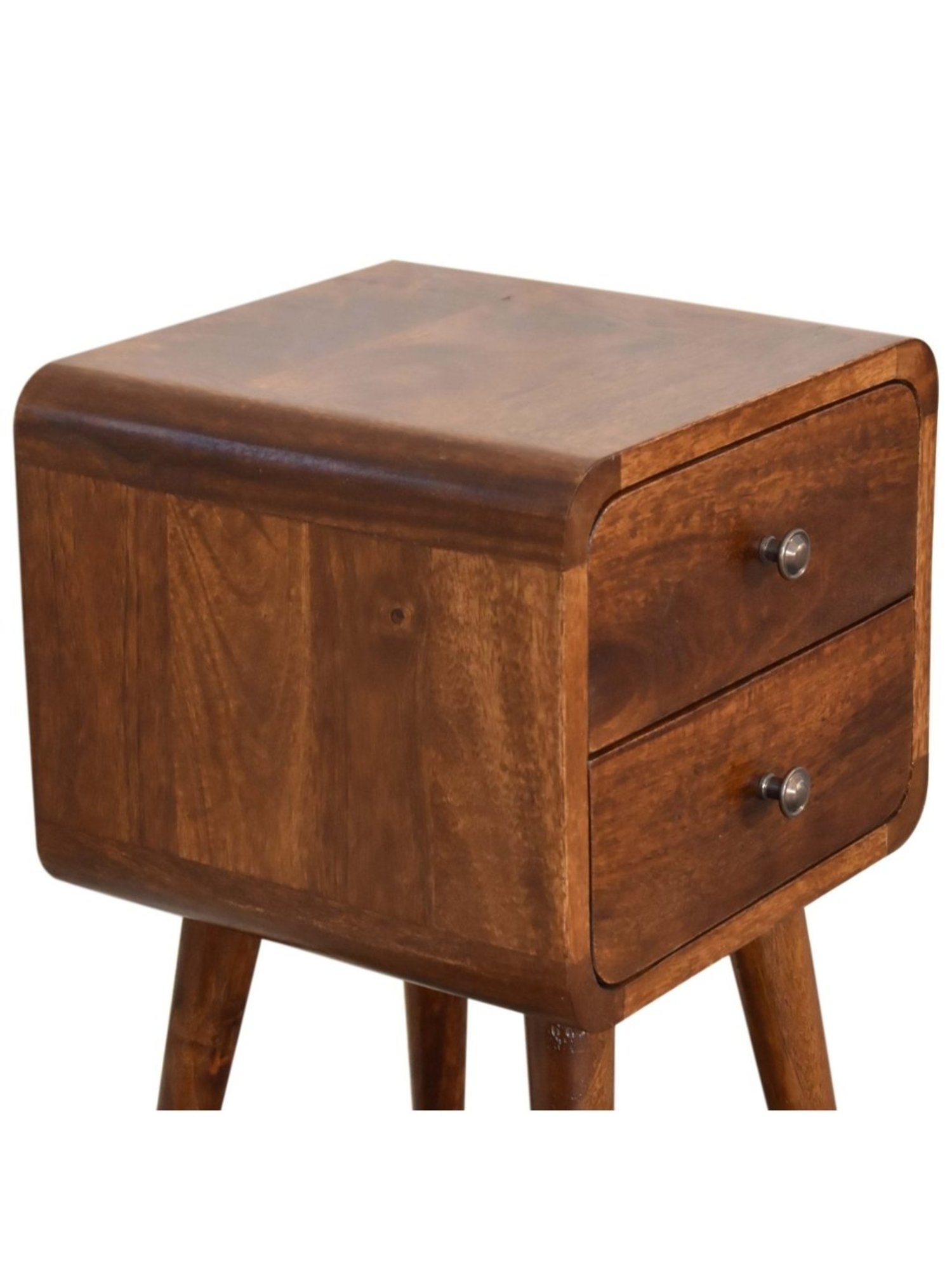Artisan Furniture Solid Brown Mango Wood Side Table Chestnut Finish