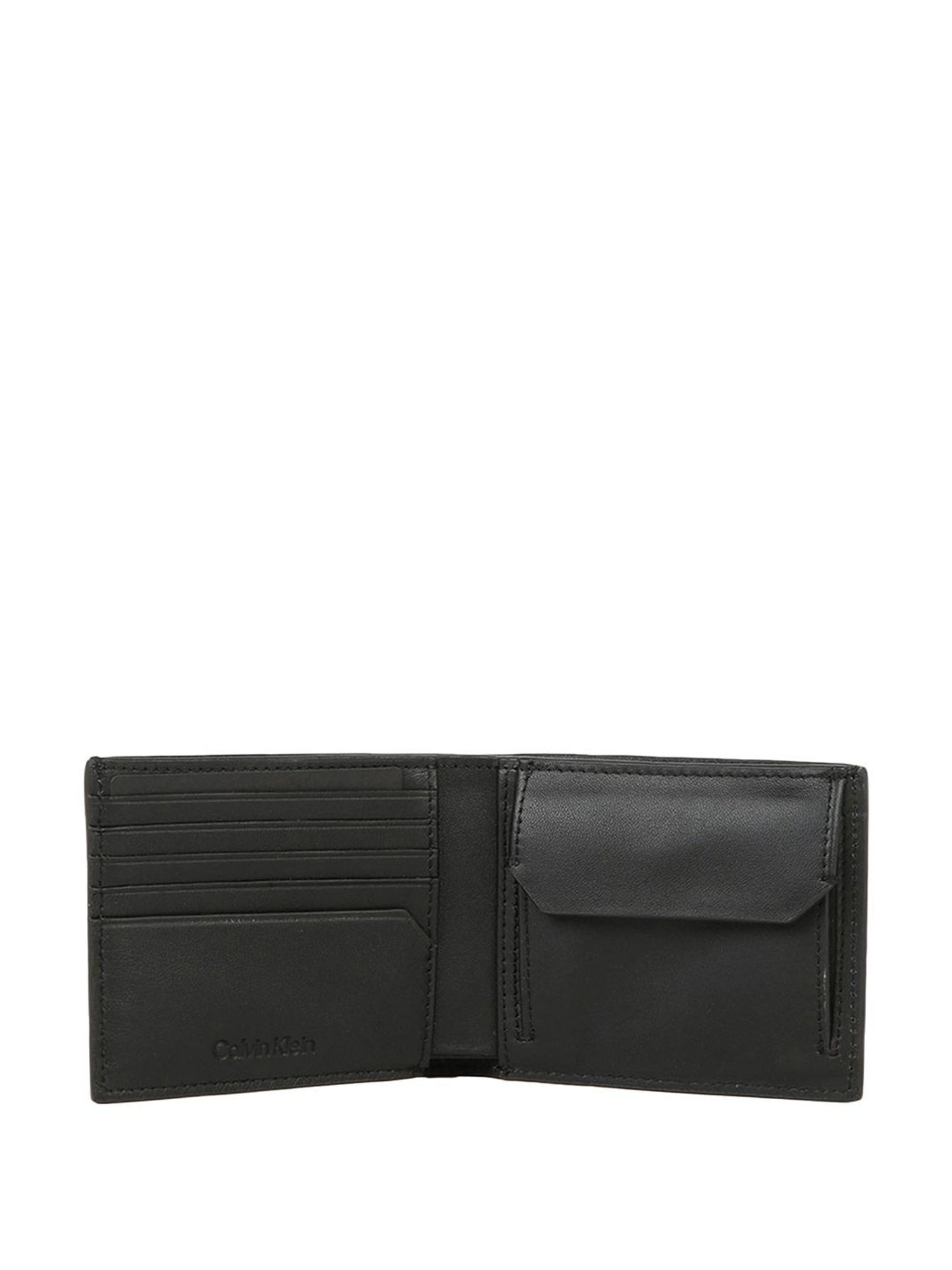 CALVIN KLEIN Black RUBBERIZED 5CC Leather Bi-Fold Wallet