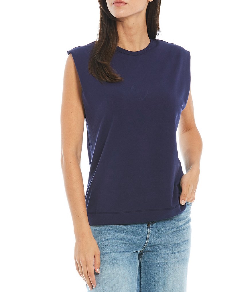 Gibson & Latimer Shoulder Pad Knit Sleeveless Tee