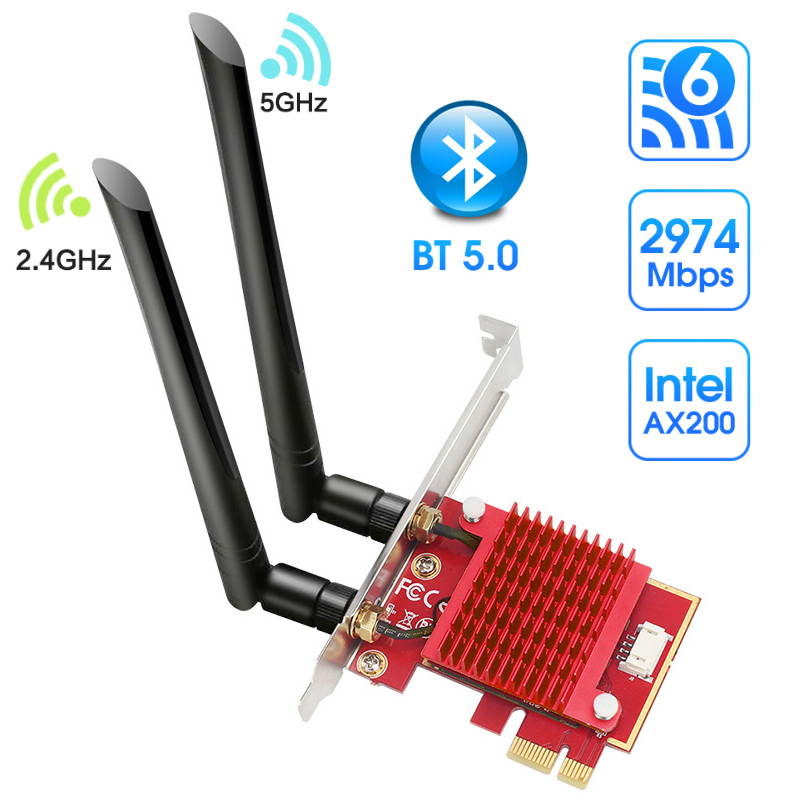 PCIe WiFi Card,WiFi 6 Wireless Network Card AX200 Dual Band PCI-Express Card Adapter, 2.4GHz/5.8GHz,Bluetooth 5.0 | MU-MIMO | Ultra-Low Latency PCI-E Card, Supports Windows 10 64 Bit System.