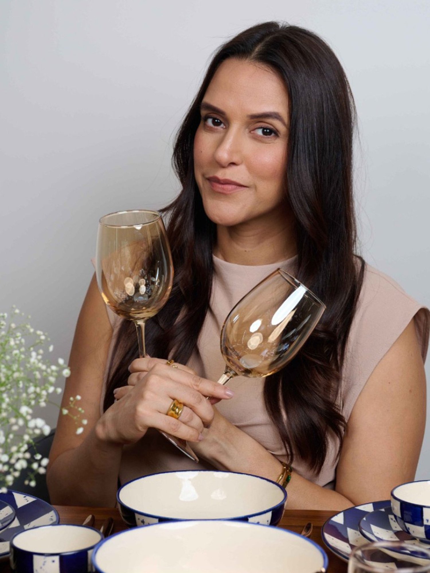 BlackCarrot Golden Wine Glass Set of 6