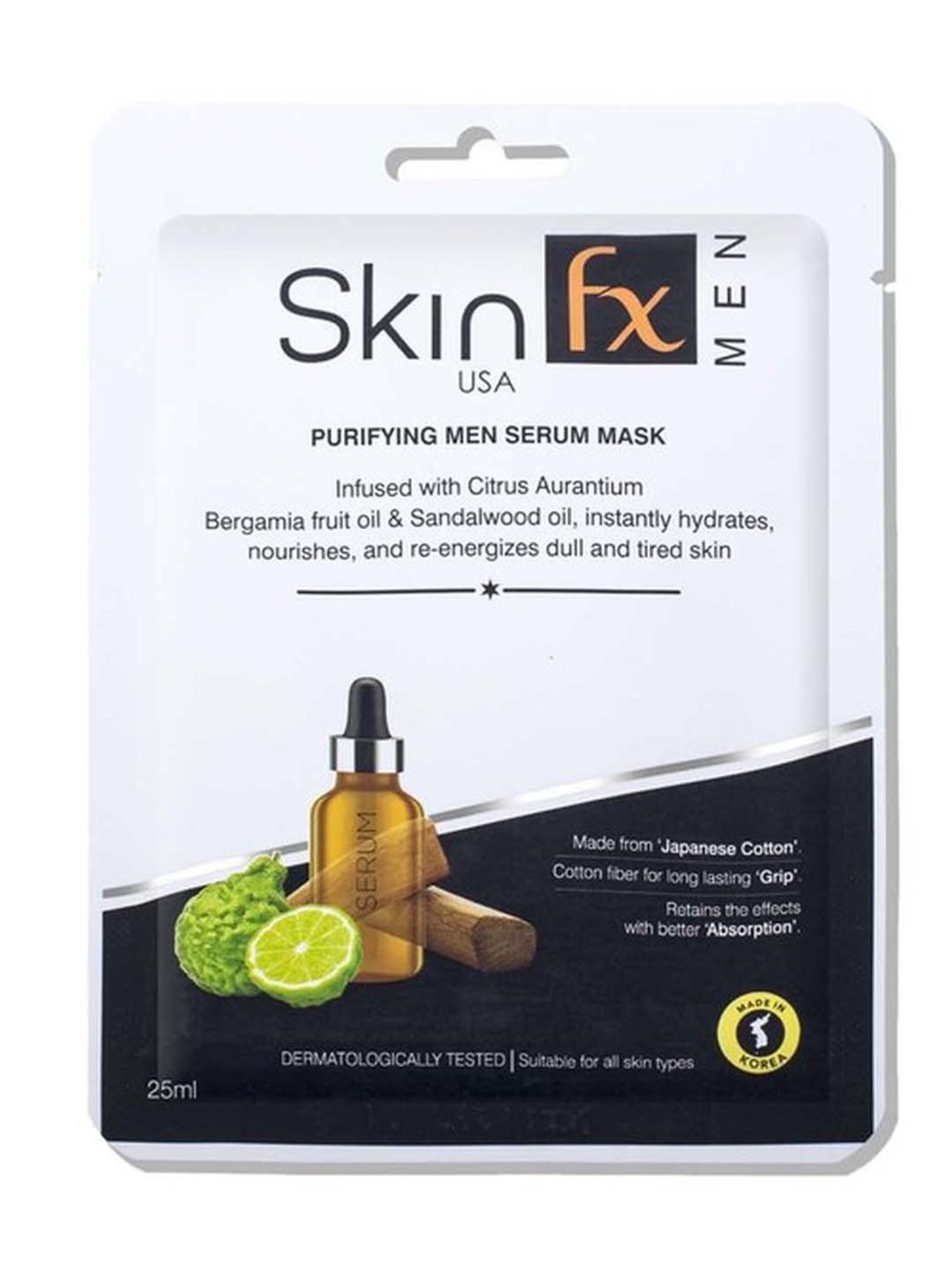 Skin Fx Brightening, Moisturizing & Purifying Men Facial Serum Mask - Pack of 2