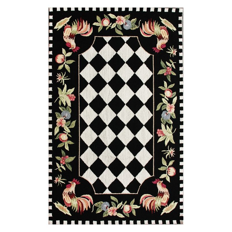 3'6"x5'6" Angla Rooster Kitchen Area Rug Black - nuLOOM