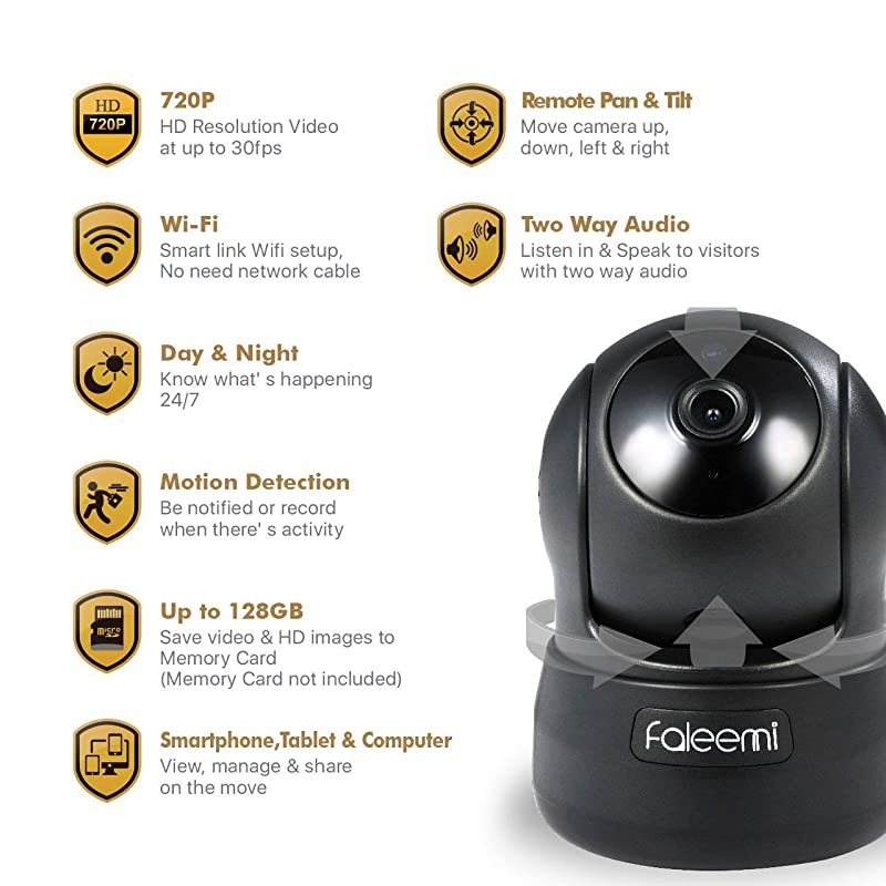 Wireless Security Camera WiFi Pet Camera Nanny Cams Wireless with Cell Phone App Home Surveillance HD IP Camera with 2 Way Audio Night Vision Motion Detection for OfficeDogBaby Monitor