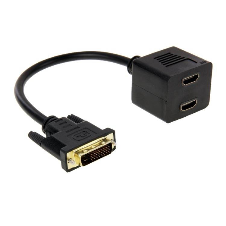 AMZER 29.5cm DVI 24+1 Pin Male to 2 x HDMI Female Splitter Cable - Black