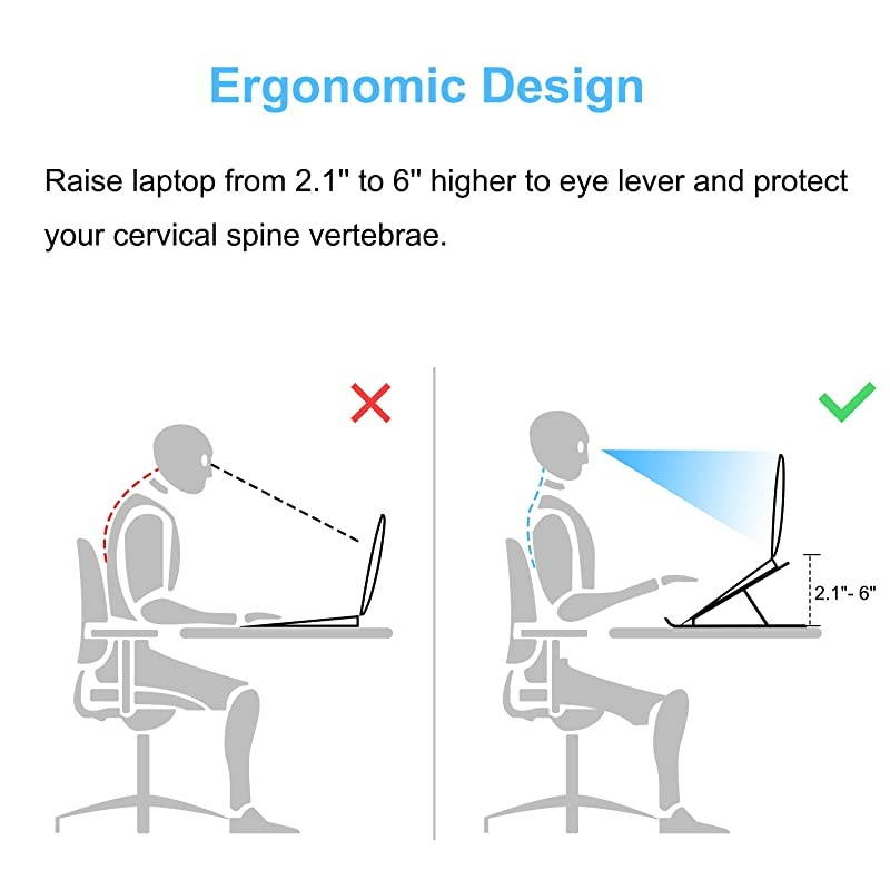 Adjustable Laptop Tablet Stand Foldable Aluminum Desktop Laptop Riser Compatible with All Laptops iPad Tablet up to 156 inches Silver