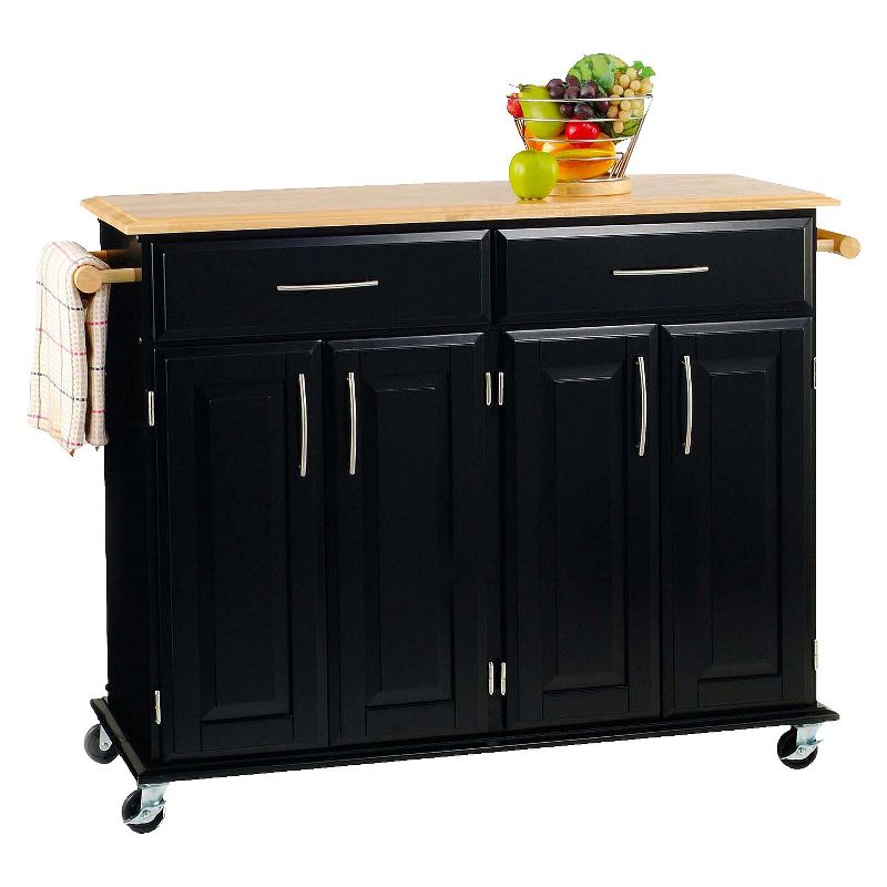Dolly Madison Kitchen Island Cart Wood/Black/Natural - Home Styles