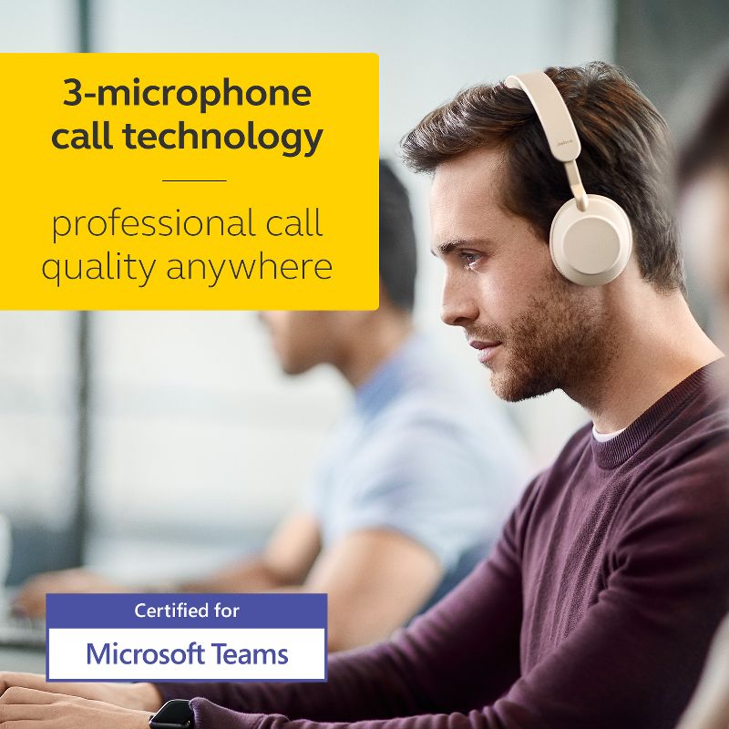 Jabra Evolve2 65 USB-C MS Stereo with Charging Stand - Beige Wireless Headset / Music Headphones