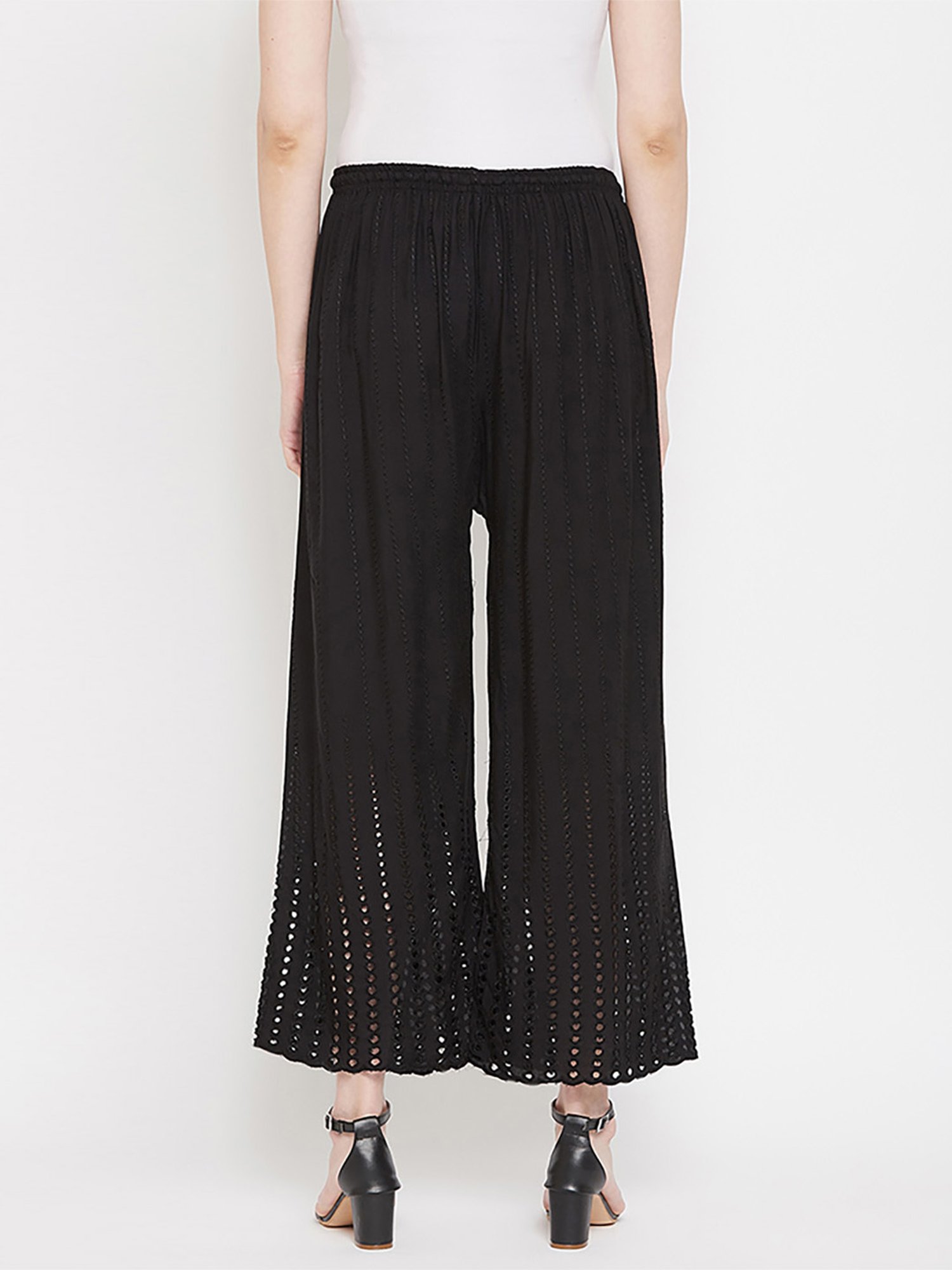 Castle Black Embroidered Palazzos