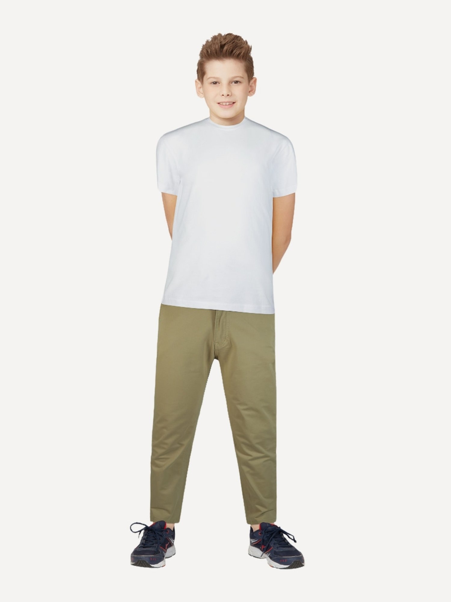 Palm Tree Boys Khaki Cotton Regular Fit Trousers