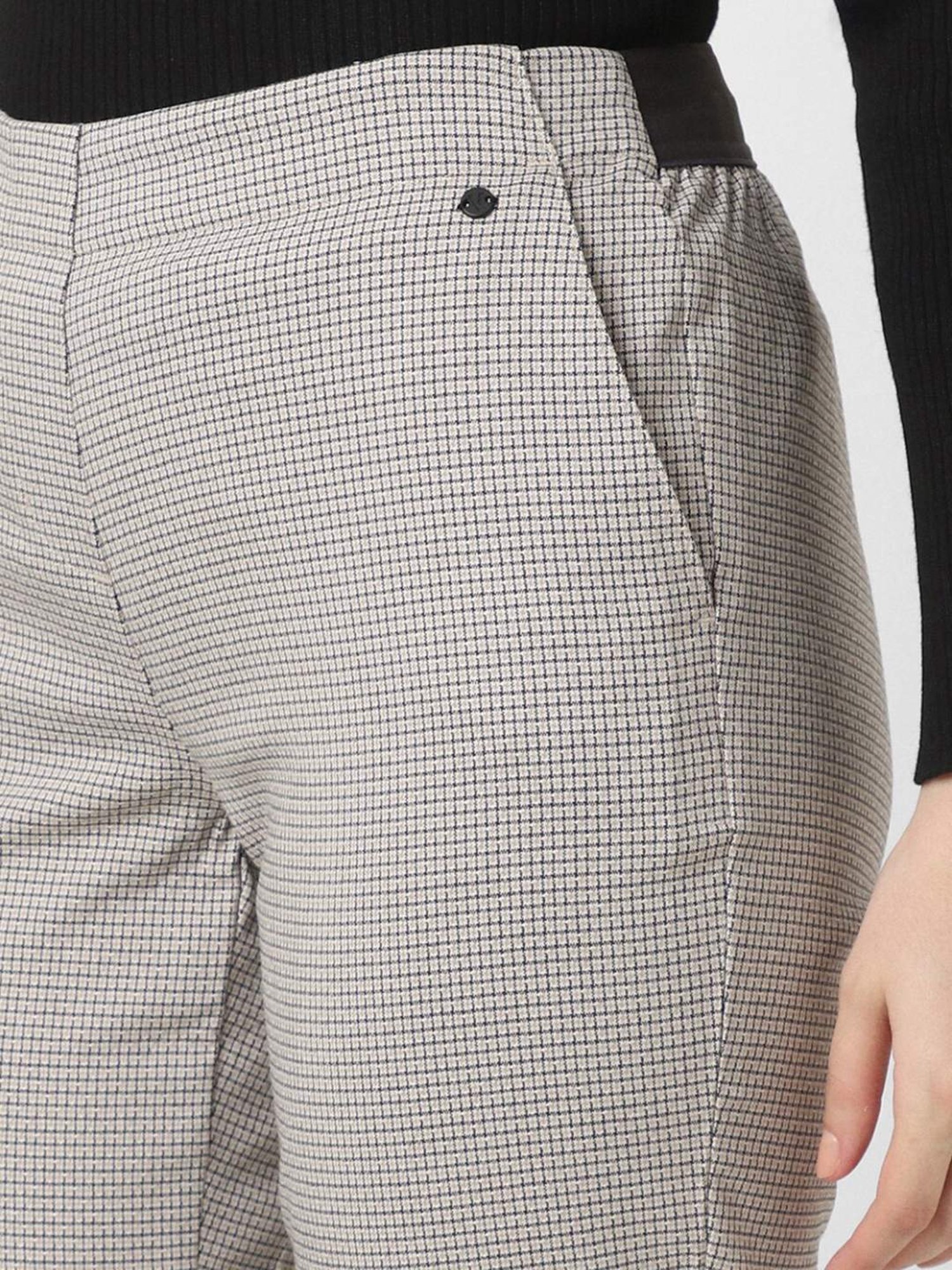 Van Heusen Grey Chequered Formal Pants