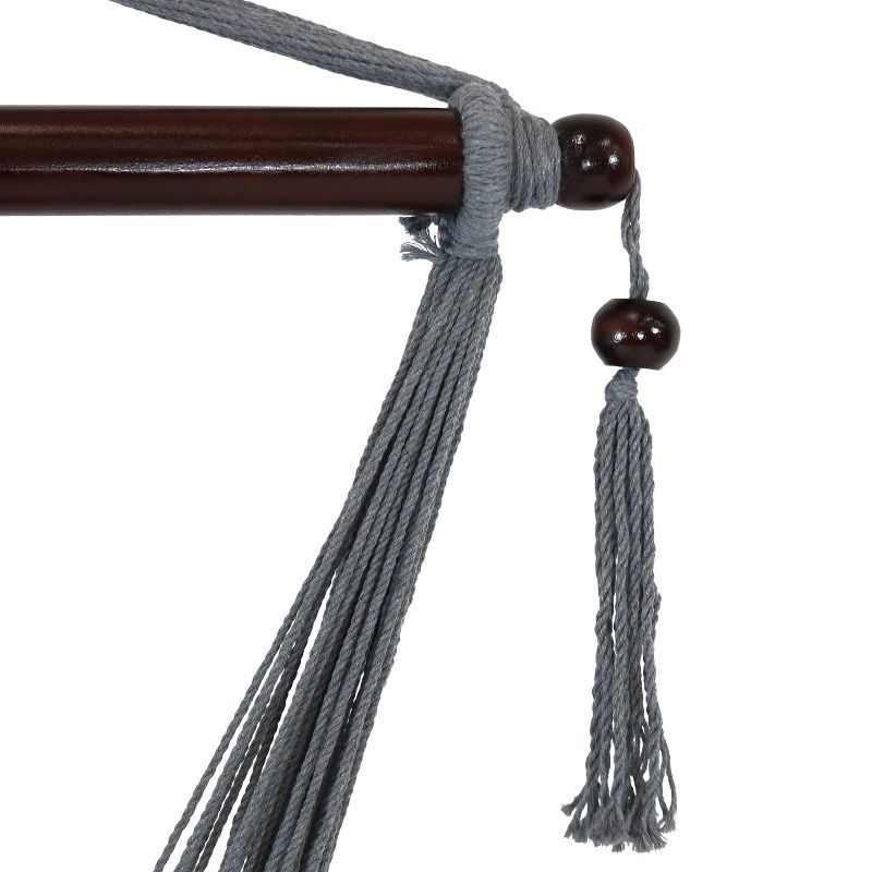 Sunnydaze Modern Boho Style Soft Spun Polyester Rope Hanging Caribbean XL Hammock Chair Swing - Gray