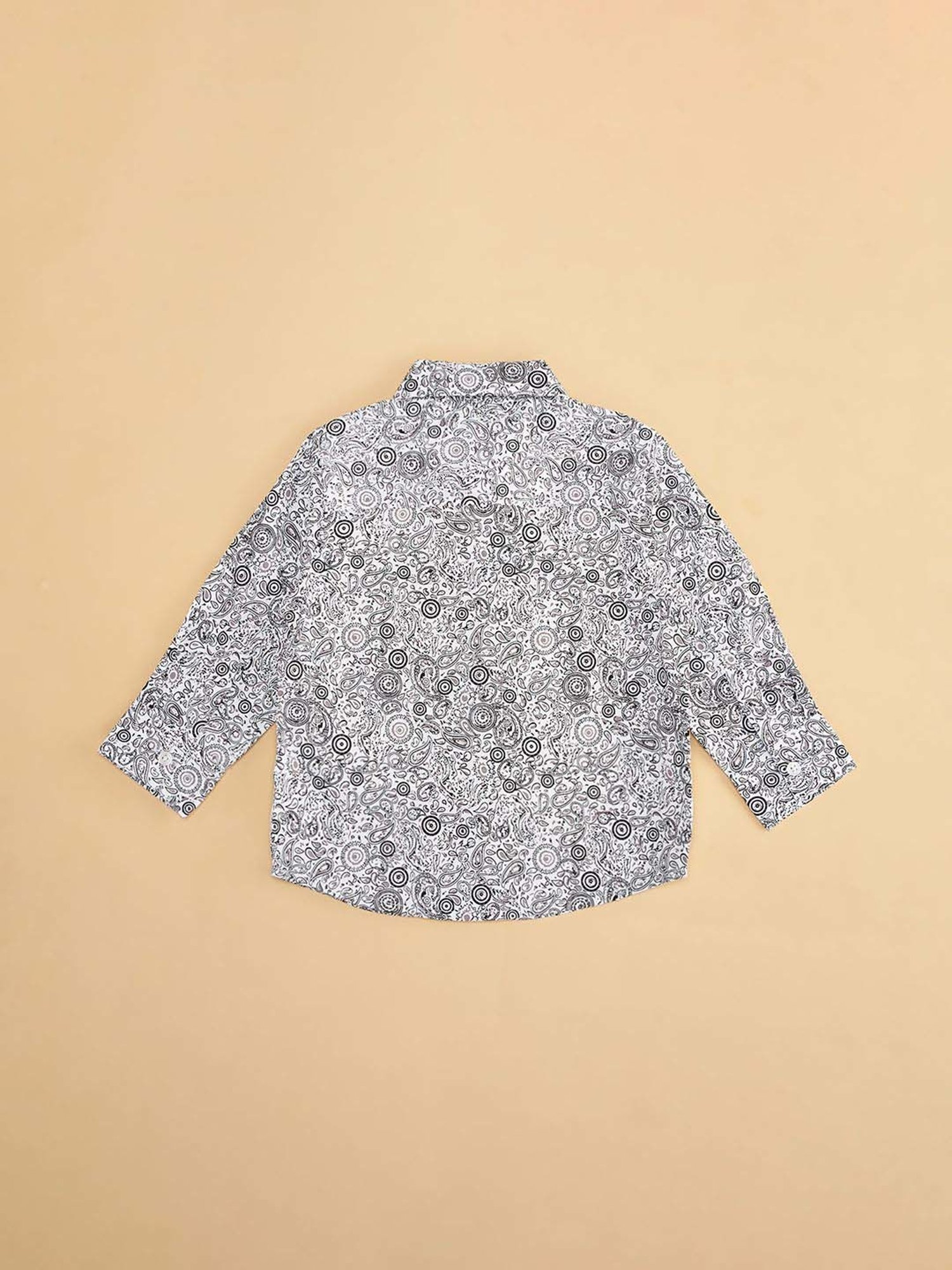 Pantaloons Baby White & Black Cotton Printed Full Sleeves Shirt