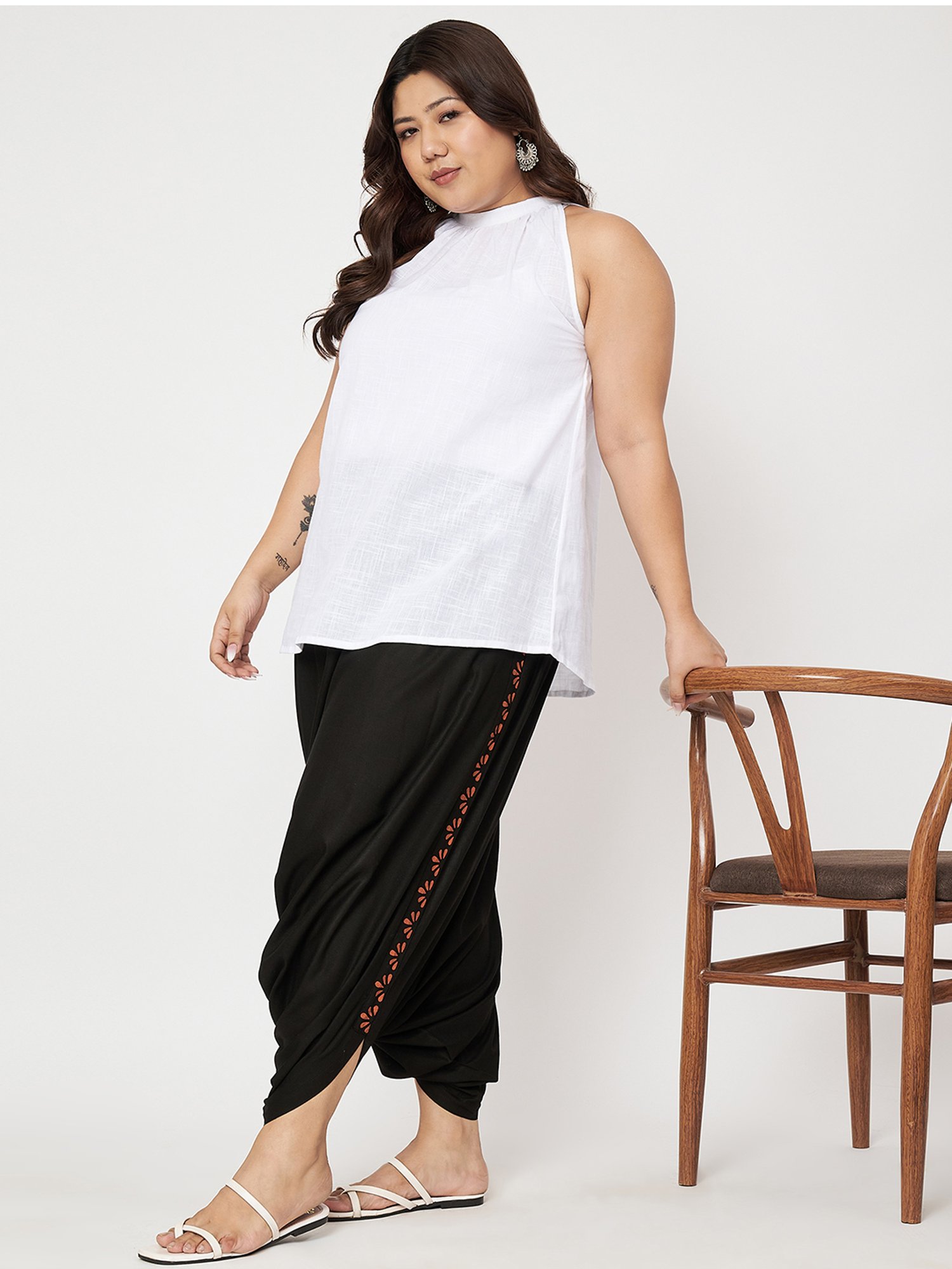 9rasa Black Printed Plus Size Salwar