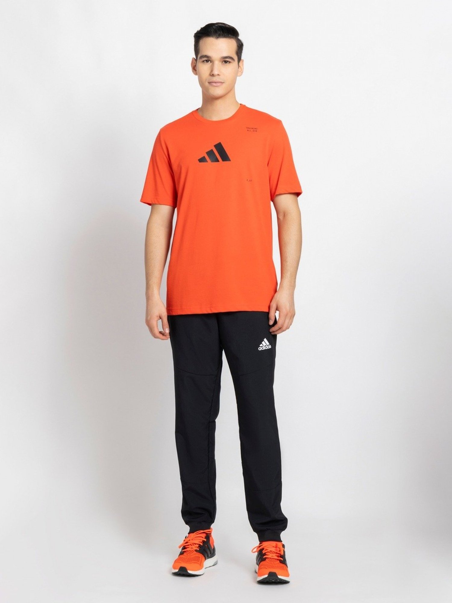 Adidas Red Cotton Regular Fit Printed Sports T-Shirt