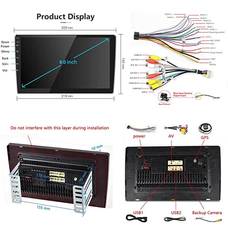 Inch Double Din Car Stereo 2 din Android Touch Screen Car Radio with Bluetooth Indash Head Unit Support FM/WiFi/Mirror Link/Backup Camera/DVR/USB/SWC Car Multimedia Player