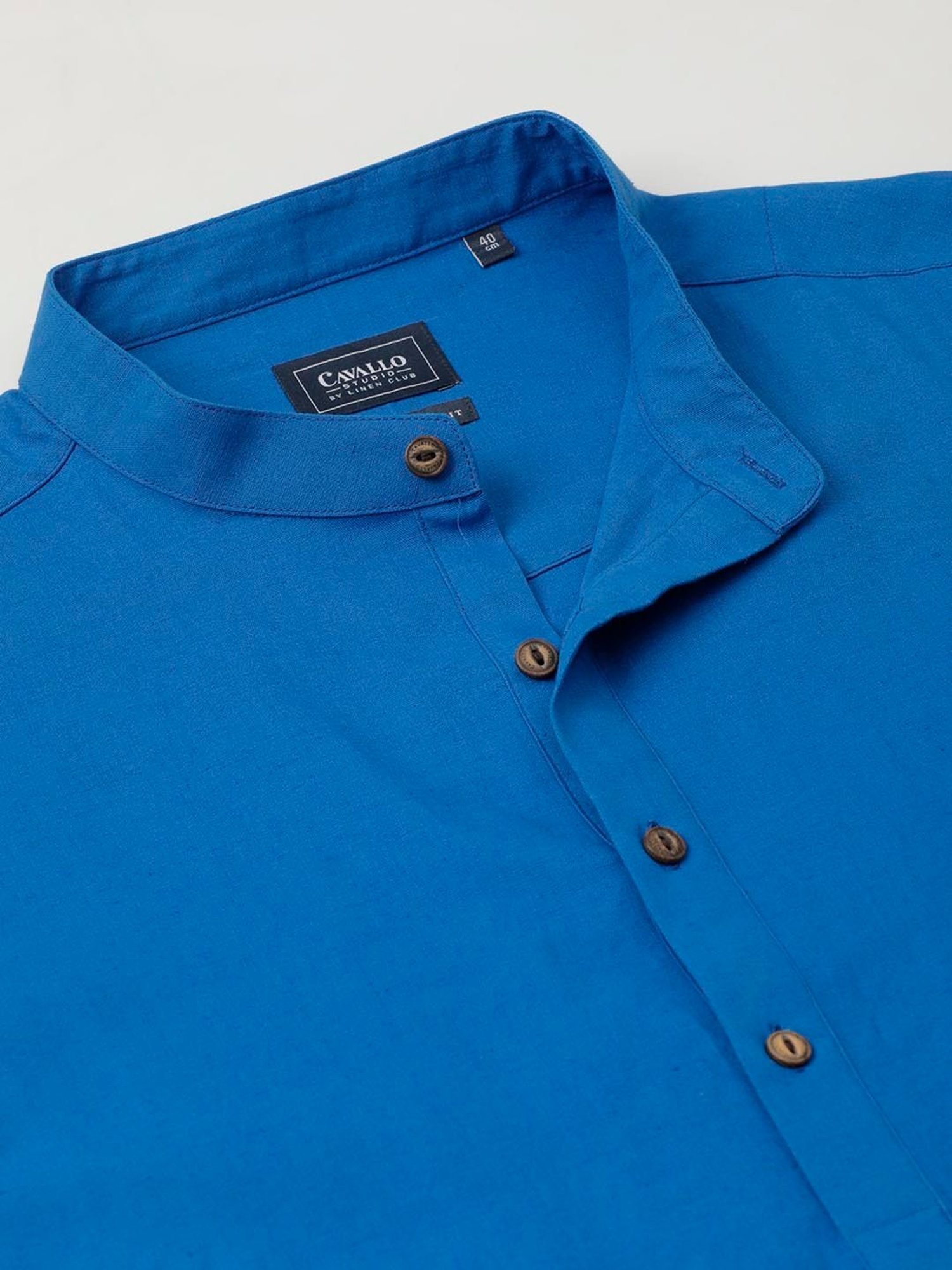 CAVALLO by Linen Club Royal Blue Regular Fit Kurta