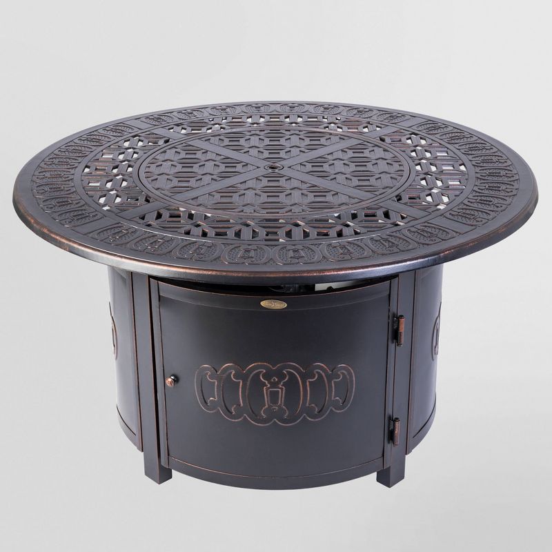 Dynasty Round Cast Aluminum LPG Fire Pit - Antique Bronze - Fire Sense