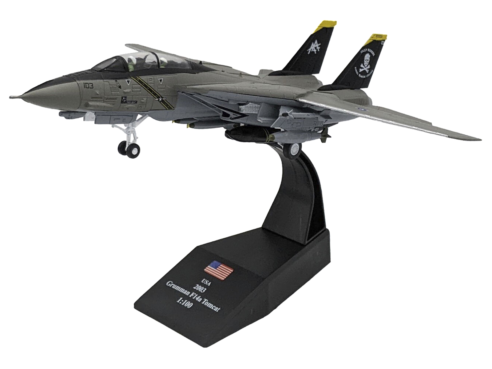 Grumman F-14B Tomcat Fighter Aircraft "VF-103 Jolly Rogers USS George Washington" (2000) United States Navy "Air Power Series" 1/72 Diecast Model by Hobby Master