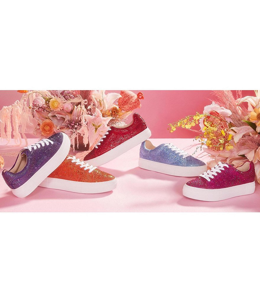 Blue by Betsey Johnson Sidny Rhinestone Embellished Platform Lace-Up Sneakers