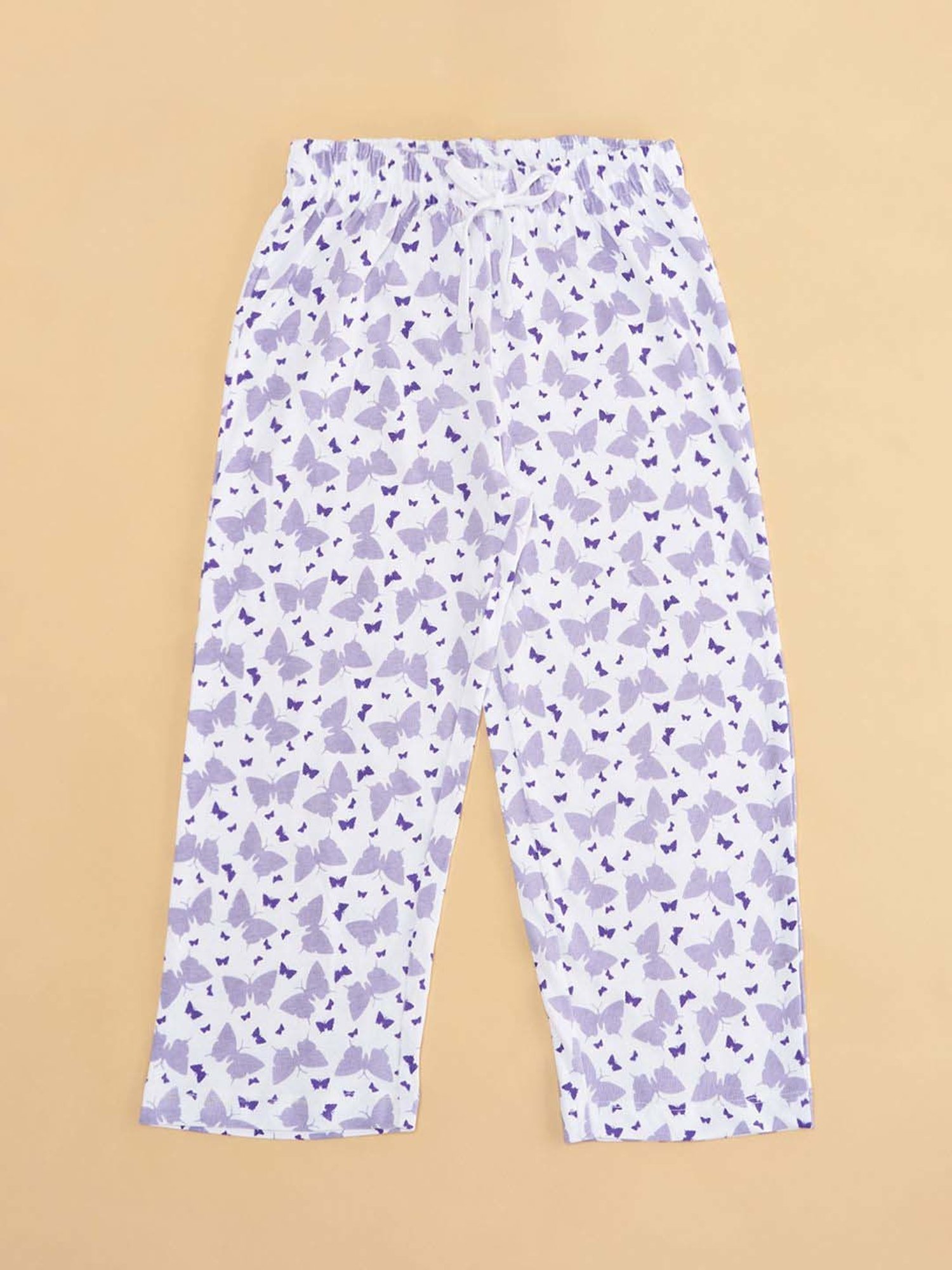 YU by Pantaloons Girls Pink & White Cotton Printed Pajamas (Pack of 2)