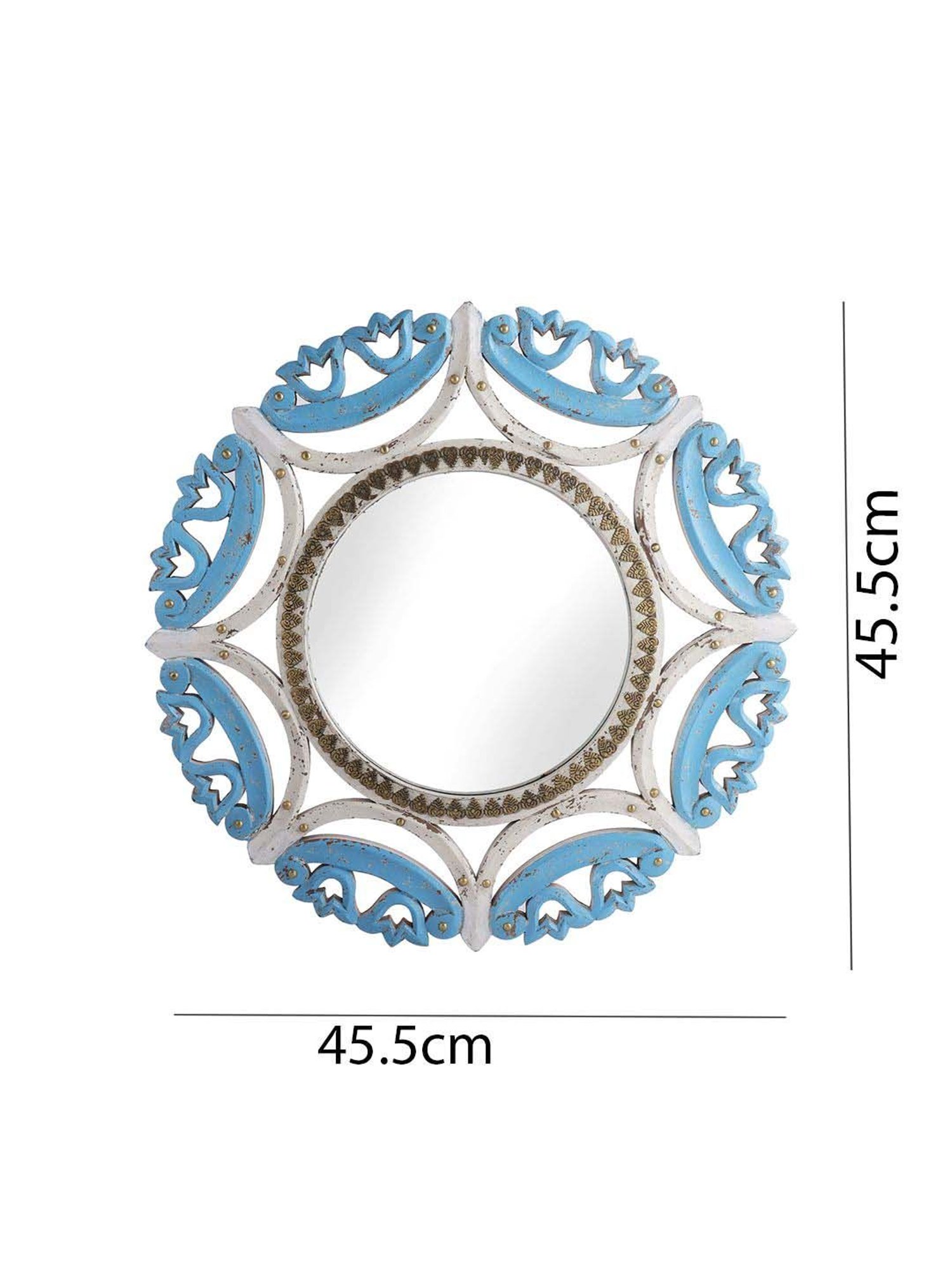 CHRONIKLE Pink Iron Sun Burst Designer Round Wall Mirror