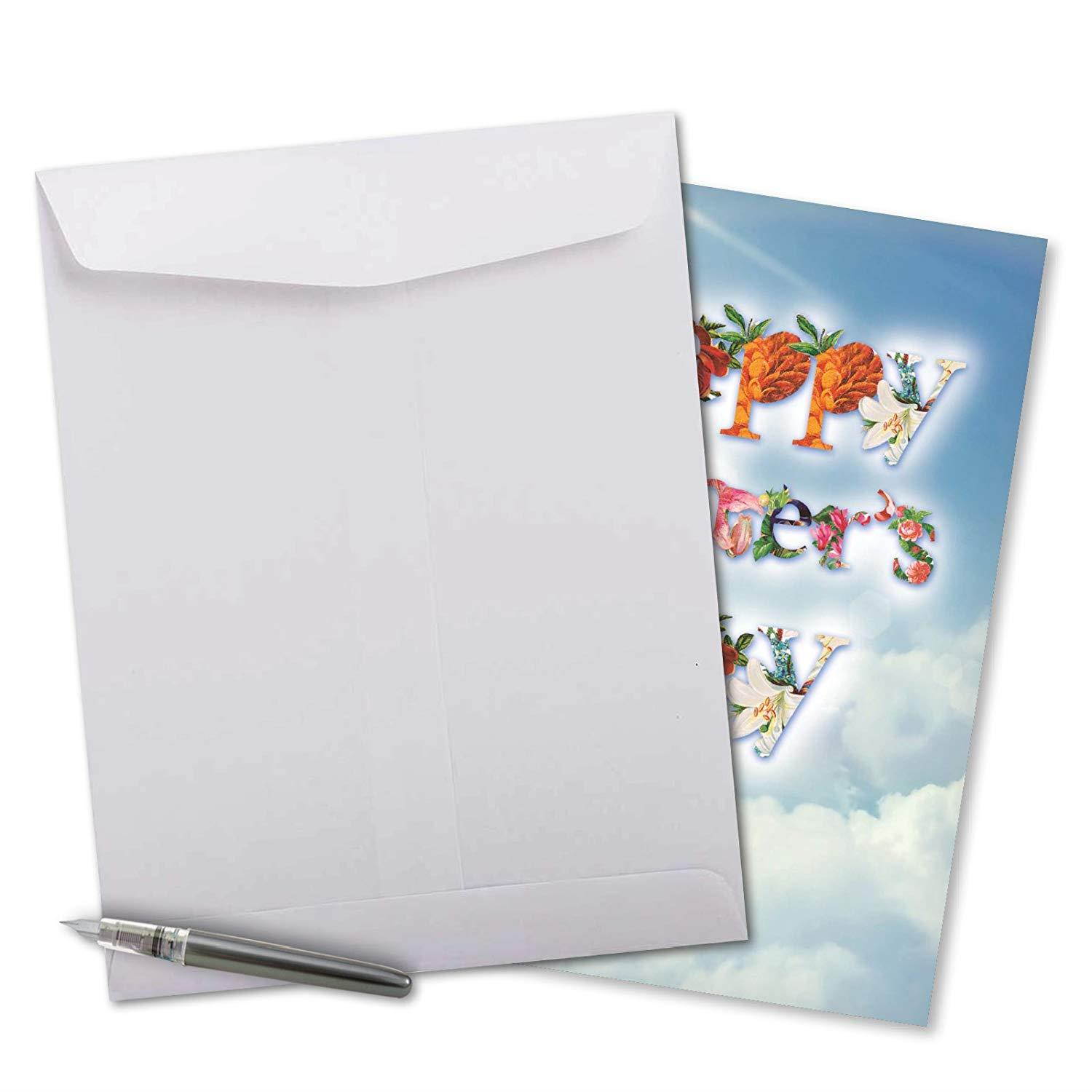 Jumbo Mother's Day Card: Mother's Day Bunch Featuring Flower Filled Fonts That Say Thank You Against a Sky Background,With Envelope (Extra Large Version: 8.5'' x 11'') J2359KMDG