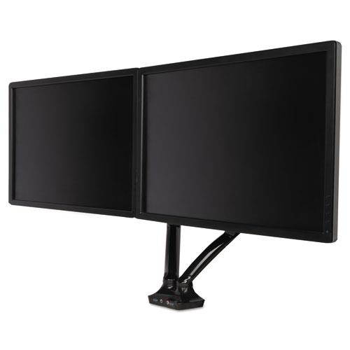 Alera AdaptivErgo Heavy-Duty Articulating Dual Monitor Arm USB/ Audio 30" Blk