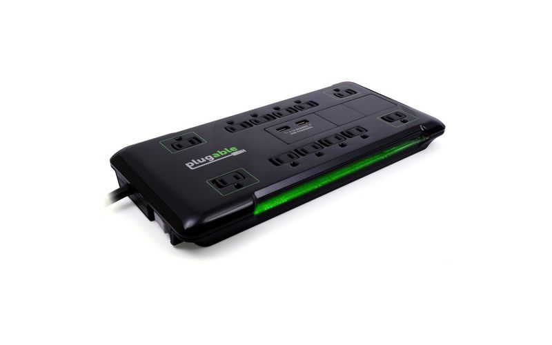 Plugable Surge Protector Power Strip with USB and 12 AC Outlets, Built-in 10.5W 2-Port USB Charger for Android, Apple iOS, and Windows Mobile Devic...