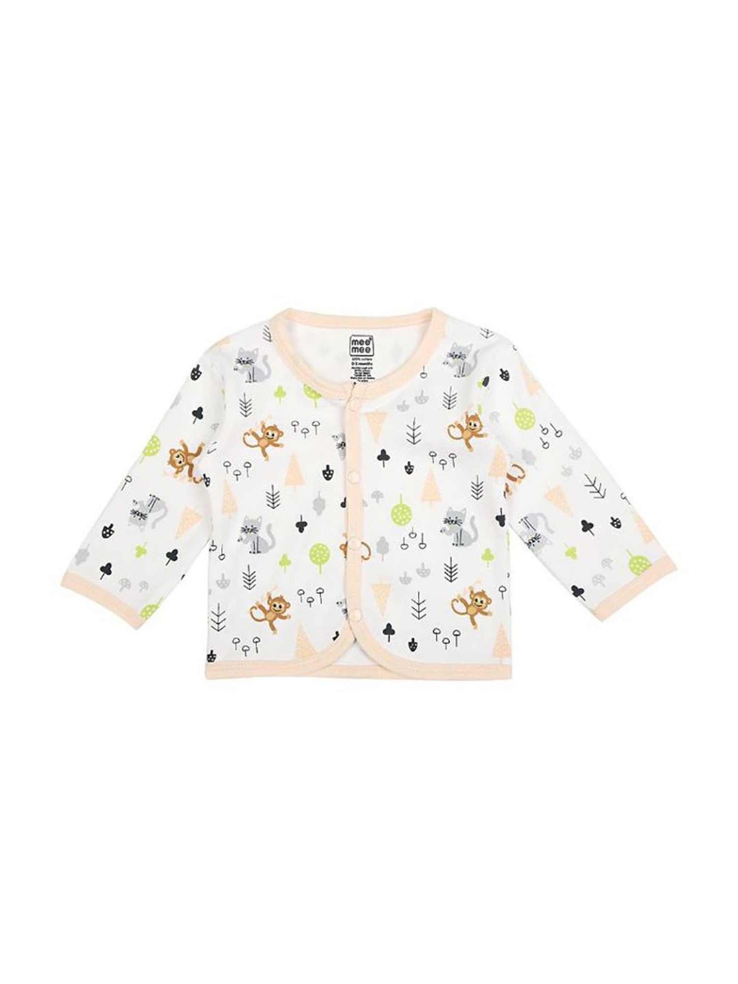 Mee Mee Kids Peach & White Printed Full Sleeves Jhablas (Pack Of 2)