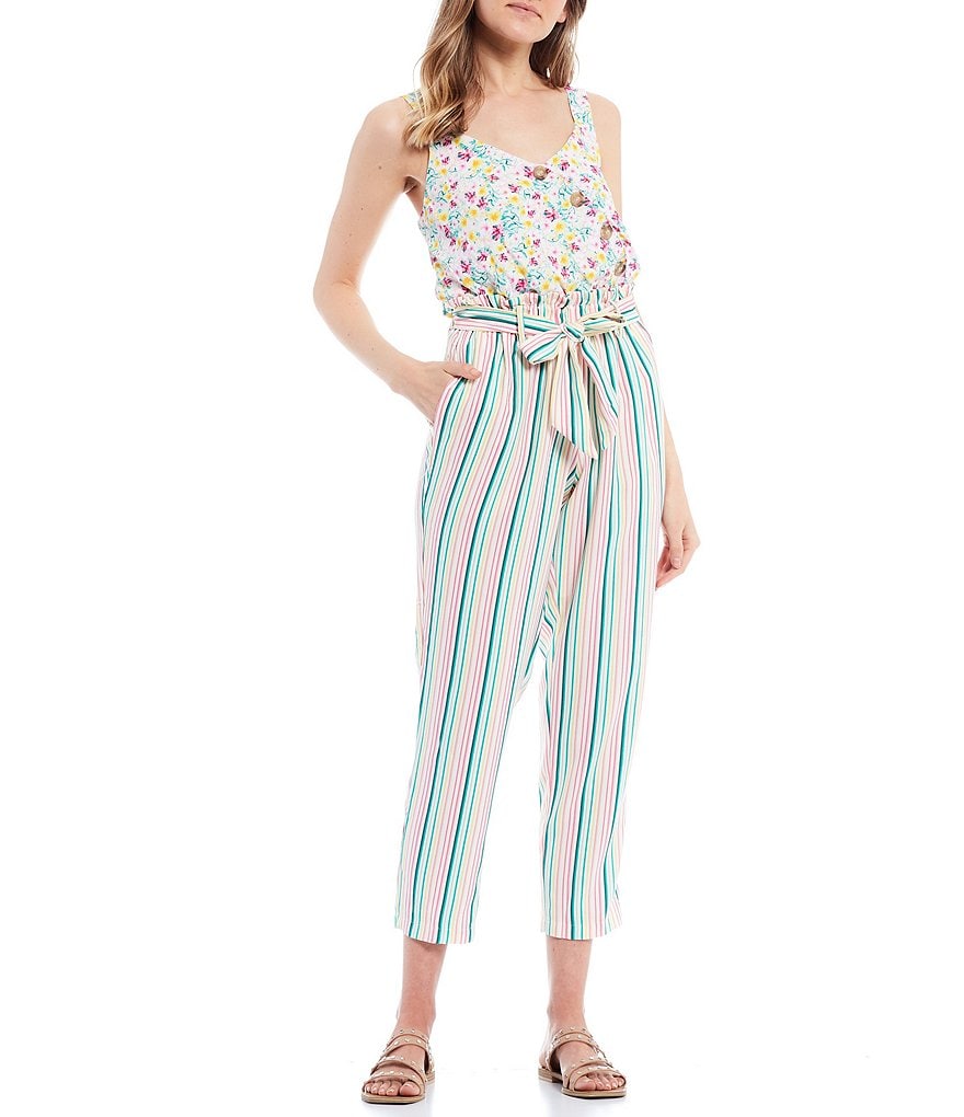 June & Hudson Stripe Paperbag Waist Pants