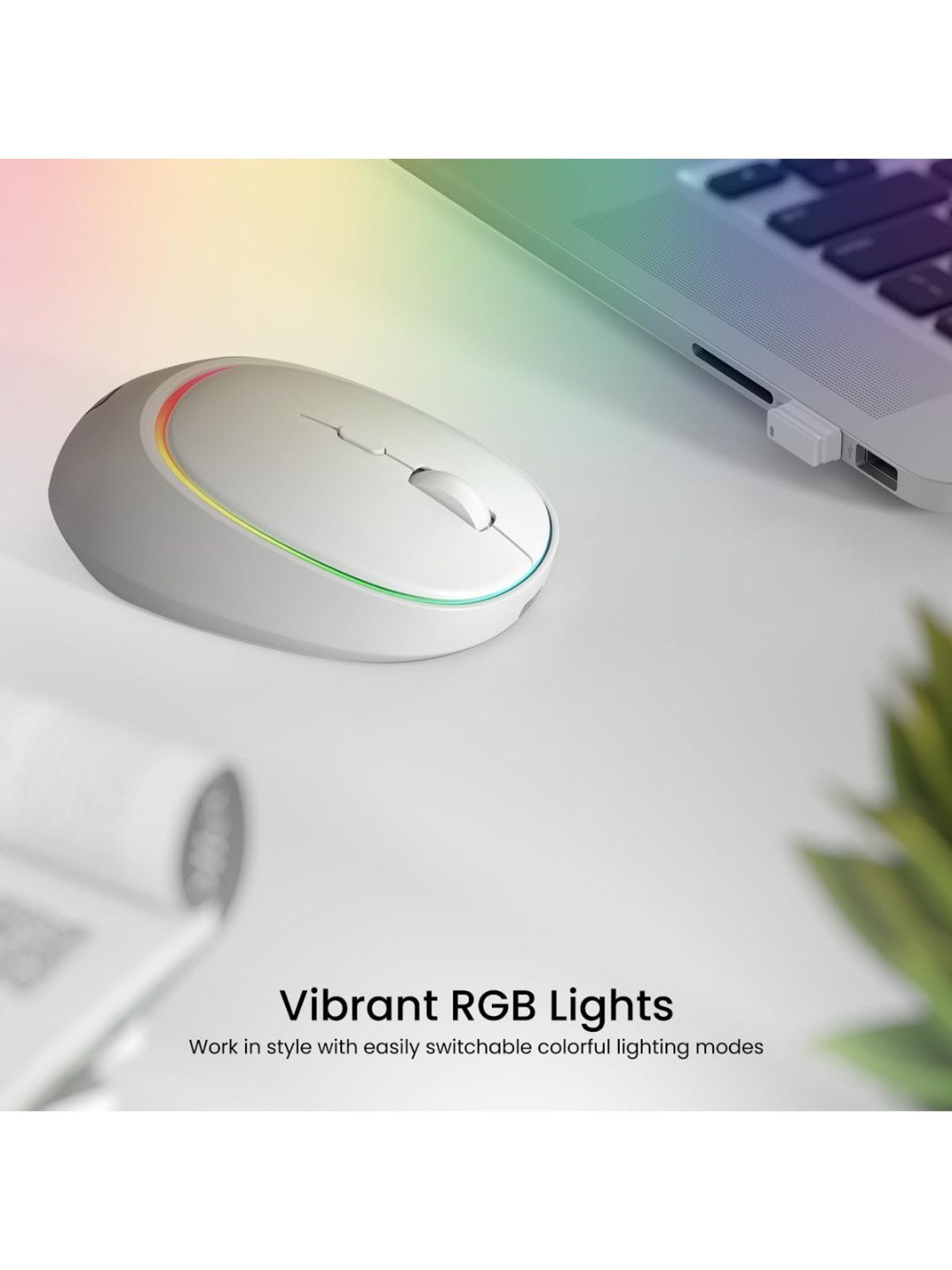 Portronics Toad IV Wireless Bluetooth Mouse with 2.4 GHz Dual Connectivity (White)