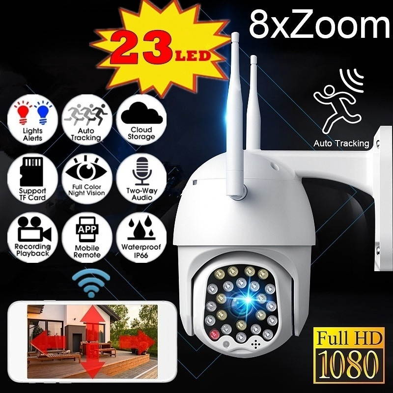 RRCOLOR Outdoor Security Camera 23 LED WiFi IP Cameras, Color Waterproof High-Definition Night Vision Network Mobile Phone Remote Monitoring Wireless Surveillance Camera &mdash; White