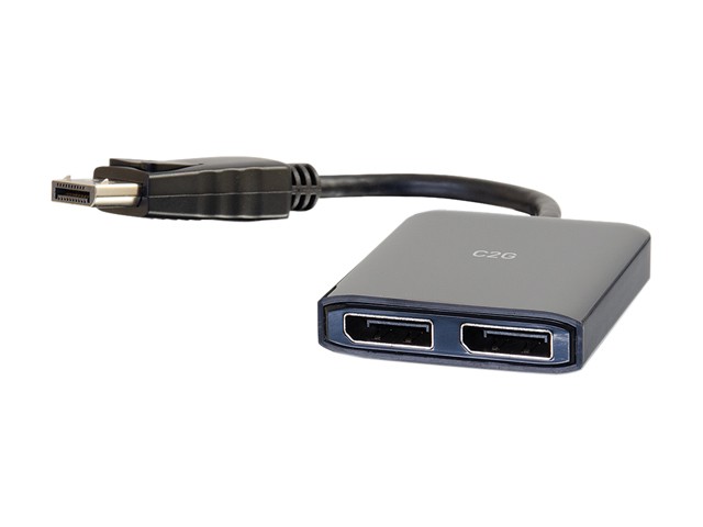 C2G 54291 DisplayPort to DisplayPort Monitor Splitter - 2 Port 4K DisplayPort MST Hub USB Powered
