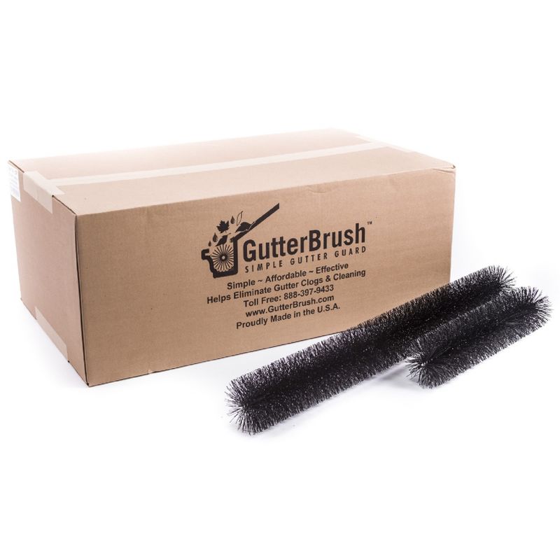 The GutterBrush Simple Gutter Guard 5" Simple Roof Rain Leaf Gutter Guard Shield Protection with Bristles, 120 Ft. Pack