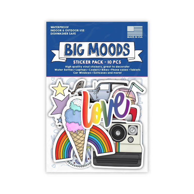 Big Moods VSCO Girl Summer Vibes Sticker Pack 10pc
